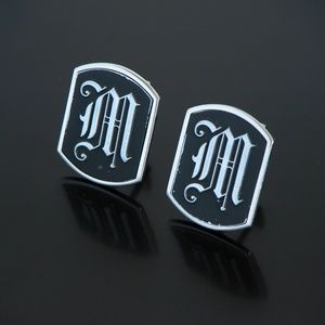 Vtg Modern Swank Cufflinks Silver Tone Initial M